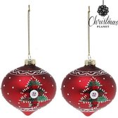 Kerstballen 8 cm (2 uds) Kristal Rood