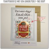 Kaartkadootje -> Kerst-Thee - No:04 (Groen rand-kerstboompjes-Warm kopje Kerst-thee voor jou) - LeuksteKaartjes.nl by xMar