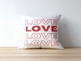 Valentijn Kussen met tekst: Love Love Love Love | Valentijn cadeau | Valentijn decoratie | Grappige Cadeaus | Geschenk | Sierkussen