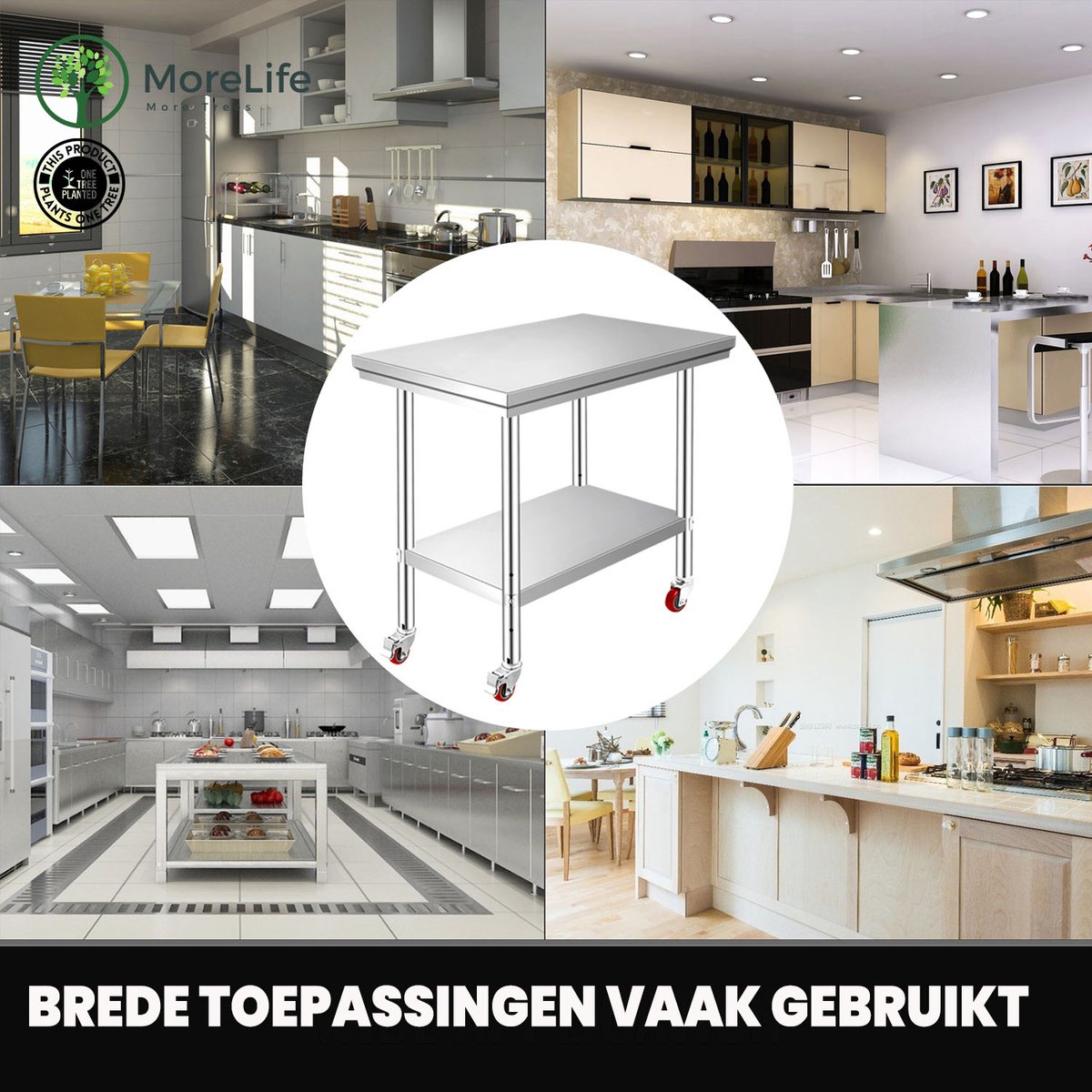 Roestvrijstalen werktafel in de keuken - Keuken wielen -... | bol.com