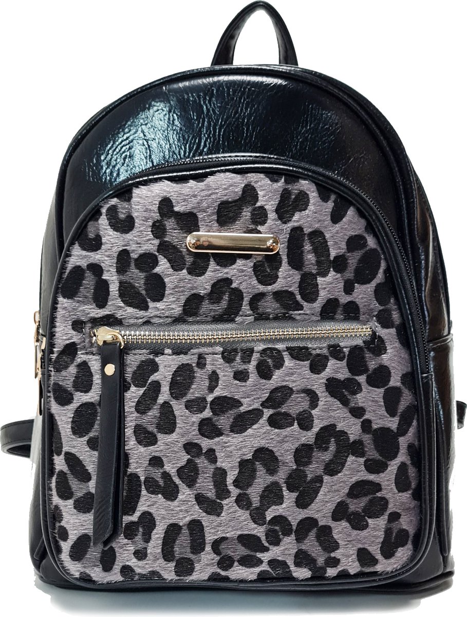Sorprese Mini Rugzak Dames – Luipaard print zwart – Rugzak meisje – Mini backpack - Cadeau