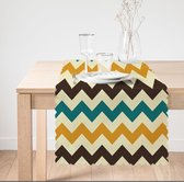 De Groen Home Bedrukt Velvet textiel Tafelloper Gele Zigzag- Runner 45x135