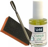 The One Gellak - Manicure set 3-delig - Cuticle oil - Bokkenpootje nagels - Bufferblok - Nailcare