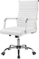 Furnibella - Bureaustoel, draaistoel, werkkruk, draaistoel, directiestoel met hoge rugleuning, in hoogte verstelbaar, van kunstleer, wit