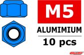 Team Corally - Aluminium zelfborgende zeskantmoer - M5 - Blauw - 10 st