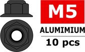 Team Corally - Aluminium zelfborgende zeskantmoer met flens - M5 - Gun Metaal - 10 st