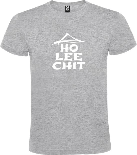 Grijs t-shirt met " Ho Lee Chit " print Wit size XXXXL