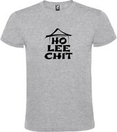 Grijs t-shirt met " Ho Lee Chit " print Zwart size XL