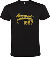 Zwart  T shirt met  "Awesome sinds 1997" print Goud size M
