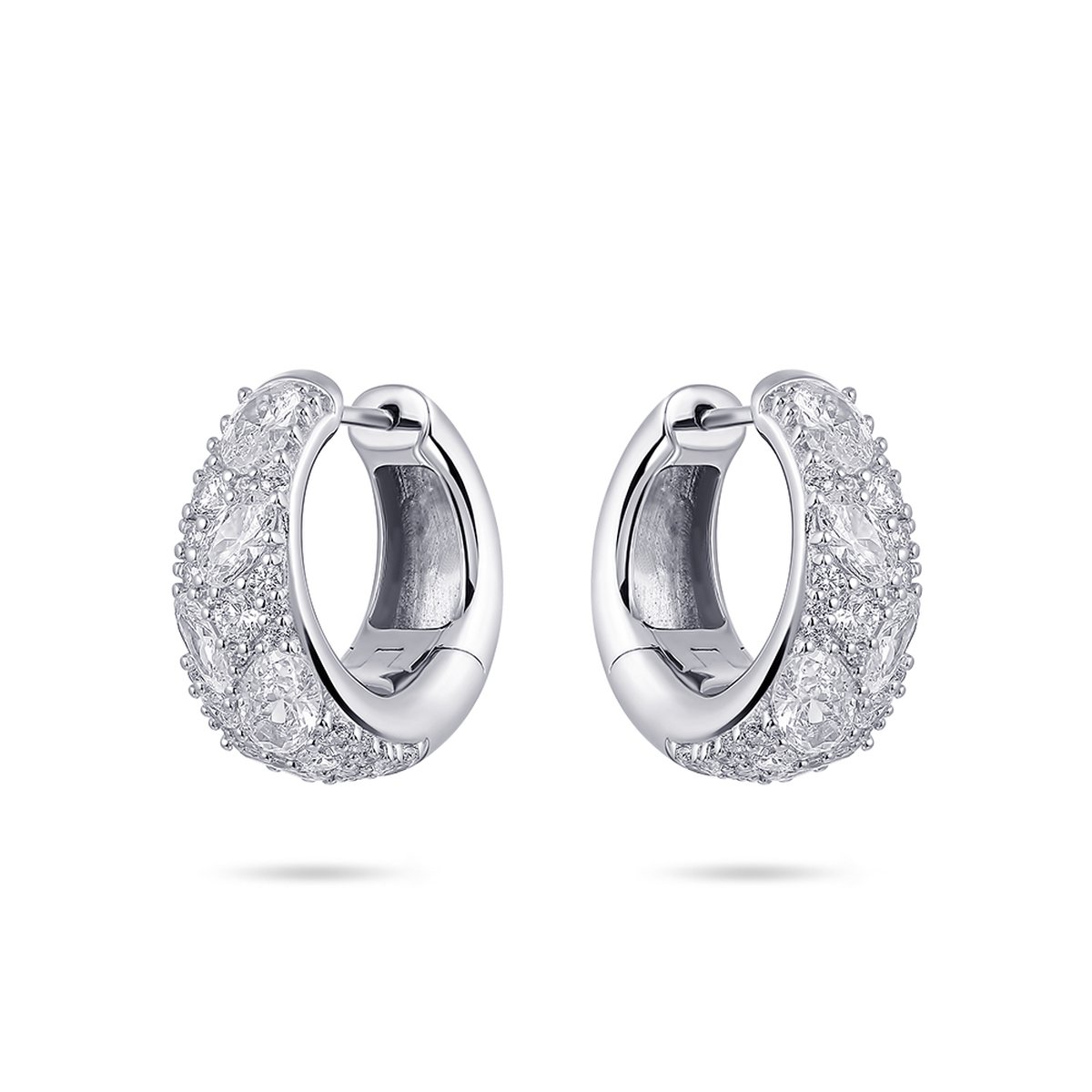 Gisser Jewels - Oorringen KC1039 - gerhodineerd sterling zilver - met zirconia stenen - 20 mm