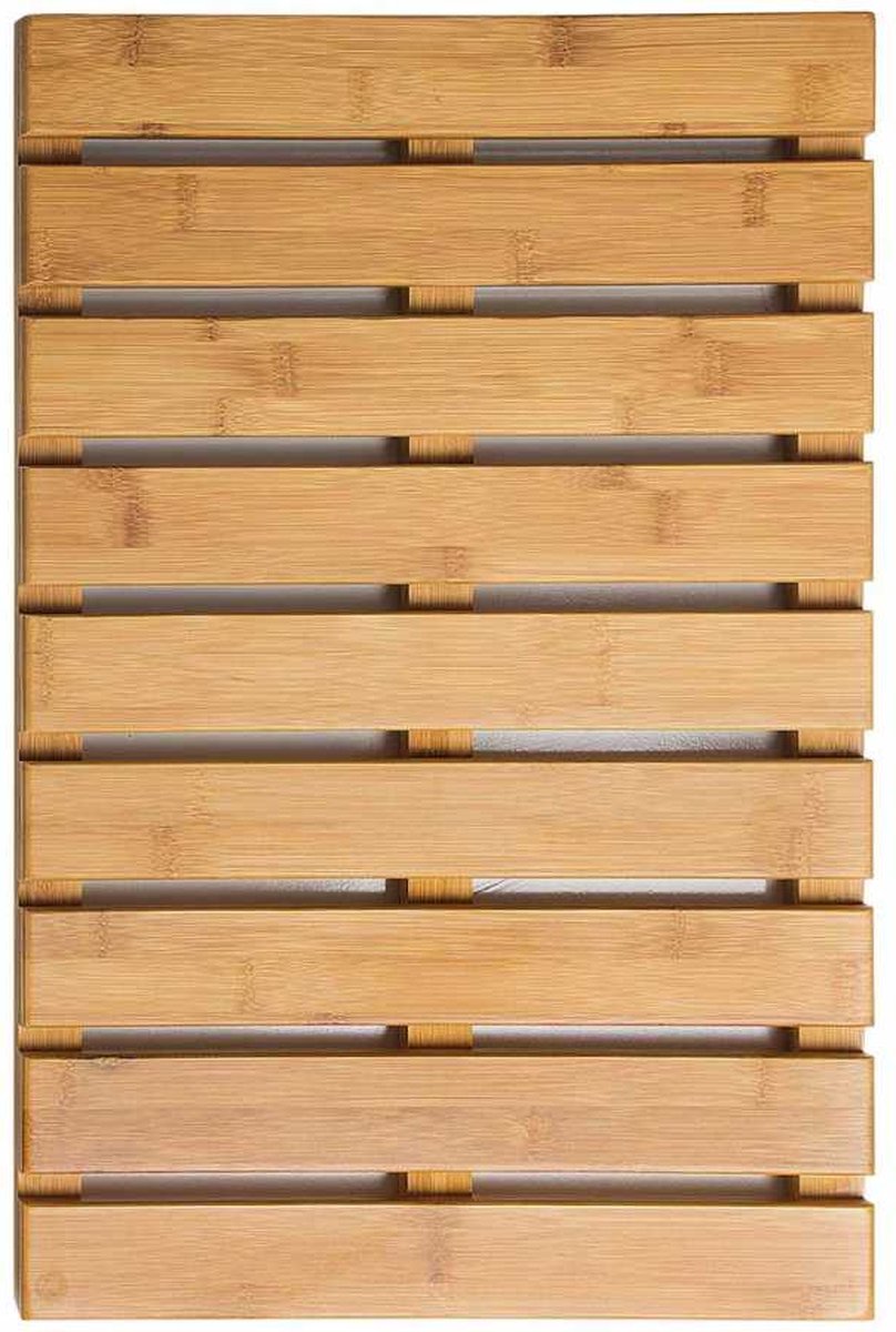Bamboe badmat voor douche of bad - Houten douchemat/badkamermat/saunamat - Kleur: Bamboe - Decopatent