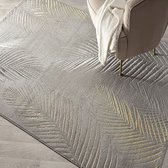 Laagpolig Palmbladeren Vloerkleed Grijs-80 x 150 cm
