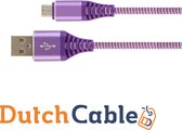 DutchCable Premium series - Mirco USB oplaadkabel 1 meter - Micro USBkabel - Micro USB naar USB A - Paars - Katoen mantel - Samsung - Huawei - Android - OnePlus - oplaadkabel - sony - 1 meter