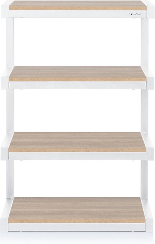 Norstone Esse Hi-Fi Möbel | Weiß & Eiche | 4 Regale Bis 40 Kg Traglast | Für Audio-/Videoanlagen