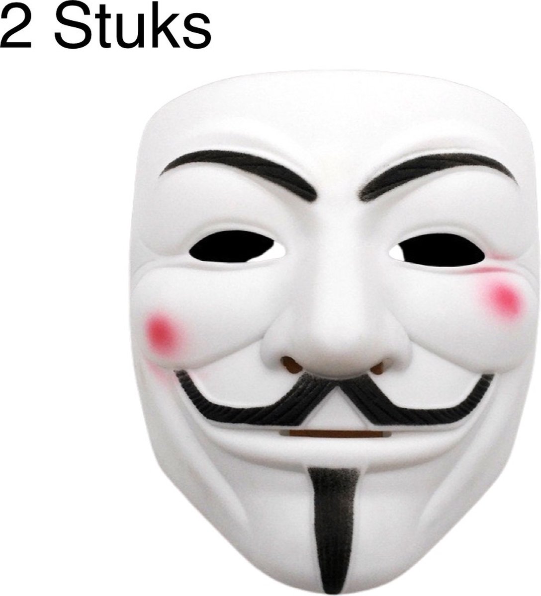 St Voorwaardelijk premier Anonymous Masker - 2 Stuk(s) - V For Vendetta - Carnaval - Kleding - Masker  | bol.com