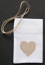 Geschenkzakjes jute "look" hart bruin 10 cm x 14 cm (set van 3 stuks) - Cadeau verpakking - Cadeauzakjes