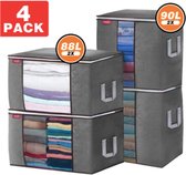 90L 4 Stks/set Grote Capaciteit Kleding Opbergtas - Thuis Organisator - Grijs & opvouwbaar - Happy home