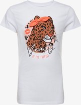TwoDay meisjes T-shirt met tijgerkop - Wit - Maat 134/140