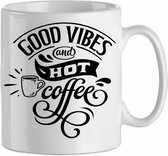 Mok 'good vibes and hot coffee' | Coffee| Koffie| Kadootje voor hem| Kadootje voor haar