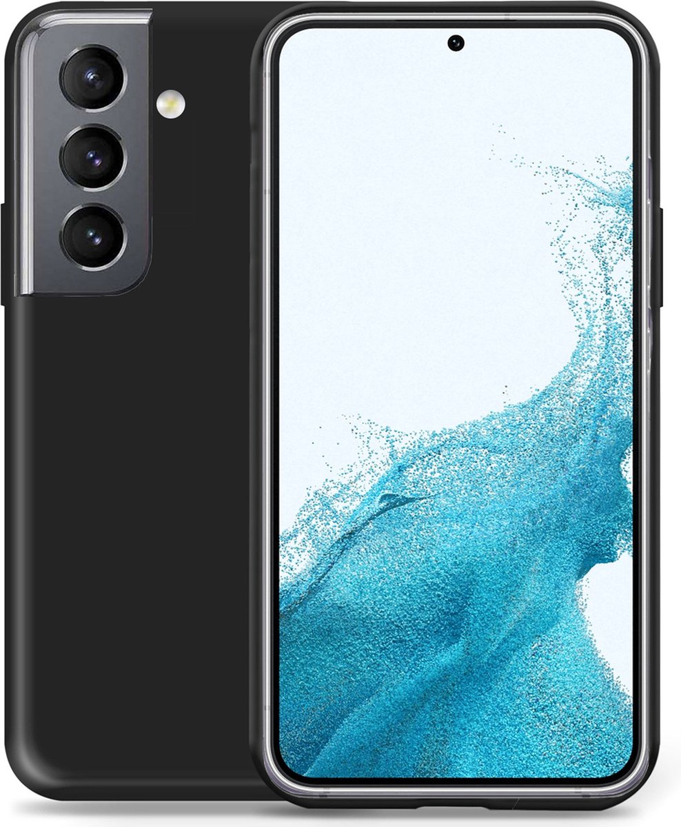 Geschikt voor Samsung S22 Hoesje - Suède Back Cover Case Zwart