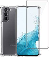 Geschikt voor Samsung S22 Plus Hoesje + Screenprotector – Gehard Glas Cover – Shock Proof Case – Transparant