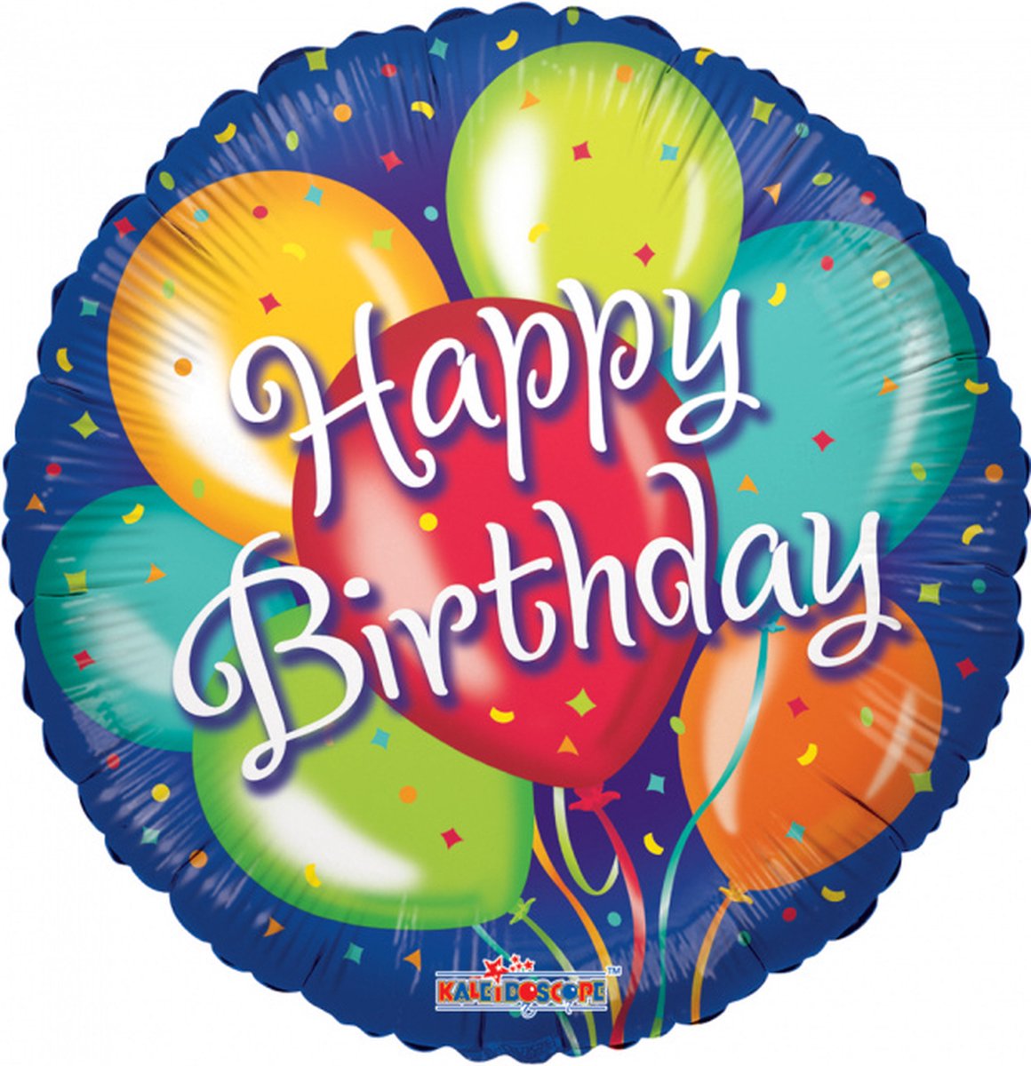 Kaleidoscope Folieballon Happy Birthday Balloon 46 Cm Blauw