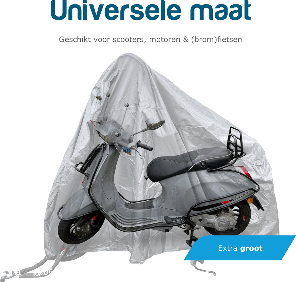 Easavida - Scooterhoes - 300D Oxford - Motorhoes - Scooterhoes met windscherm - 245x105x125 cm - Fietshoes voor 2 fietsen - Incl. opbergzak - Waterdicht Buiten – foto 8