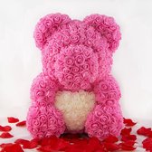 Rozen teddybeer van Roze kunstrozen van 25cm Valentijnsdag /Moederdag /Verjaardag/ rose bear/ bloemen beer / teddy beer