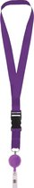Keycord met Trekkord Badgehouder Paars - Lanyard met Badgehouder en Karabijnhaak- Sleutelhanger - Sleutelkord - Badgehouder met Afrolmechanisme tot 58cm uittrekbaar