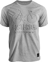 Fox Originals Biketown Amsterdam T-shirt Heren & Dames Katoen Grey Grijs Maat XL