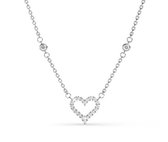 Shoplace ® - Collier coeur femme ouvert avec cristaux Swarovski - Plaqué or blanc 18 carats - Collier Swarovski - Coffret cadeau - ⌀ 45cm - Argent