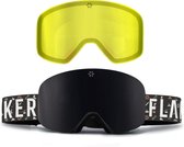 FLAKER Magnetische Skibril - Bright – Zwart Frame – SMOKE Revo Spiegellens + Extra Lowlight Lens + Beschermcase