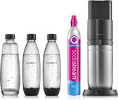 SodaStream DUO Family Pack - zwart- Incl. Quick Connect Koolzuurcilinder - Met 1 glazen en 2 herbruikbare plastic flessen