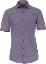 CASA MODA Sport comfort fit overhemd - korte mouw - popeline - blauw dessin - Strijkvriendelijk - Boordmaat: 47/48