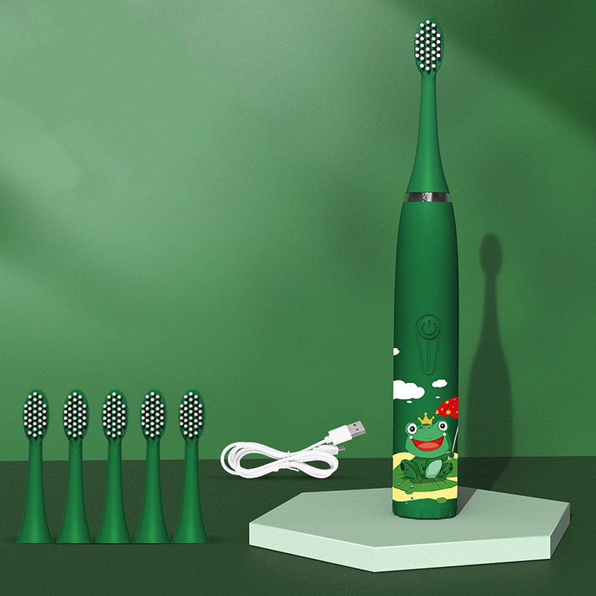 CoolHome Sonic Kikker - Elektrische Tandenborstel geschikt voor Peuters en Kinderen - Kindertandenborstel - Groen