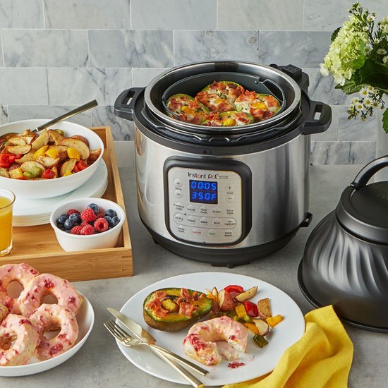 Instant Pot Duo Crisp 7,6L multicooker met airfryer - Snelkoken, sauteren, stomen, slow cook, sous vide, warmhouden, air fry, roosteren, bakken, braden en dehydrateren.