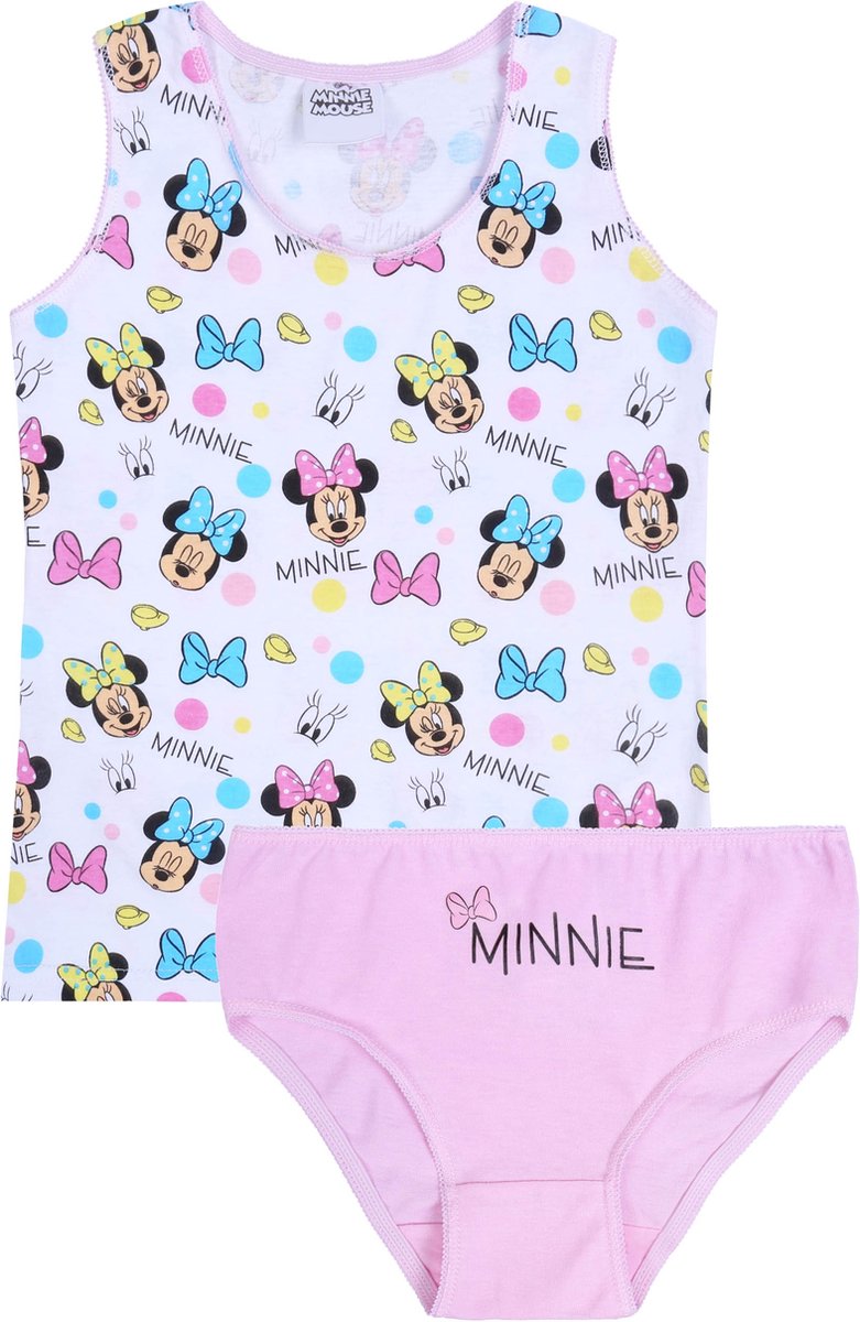 Roze-witte ondergoedset, T-shirt + slipje - Minnie Mouse DISNEY / 116 cm
