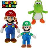 Mario + Luigi + Yoshi Super Mario Bros Pluche Knuffel Set 30 cm | Nintendo Plush Toy | Speelgoed knuffelpop voor kinderen | Mario, Luigi, Toad, Donkey Kong, Yoshi, Bowser, Peach
