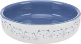 Trixie Kattenvoer- En Drinkbak  15 Cm Keramiek Blauw/wit