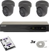 Hikvision noir avec 3 caméras tourelles DS-2CD2346G2-I 4mp 2.8mm Ultra Low Light, 1 enregistreur 4 canaux DS-7604NI-K1/4P, 1 x HD de 1 To
