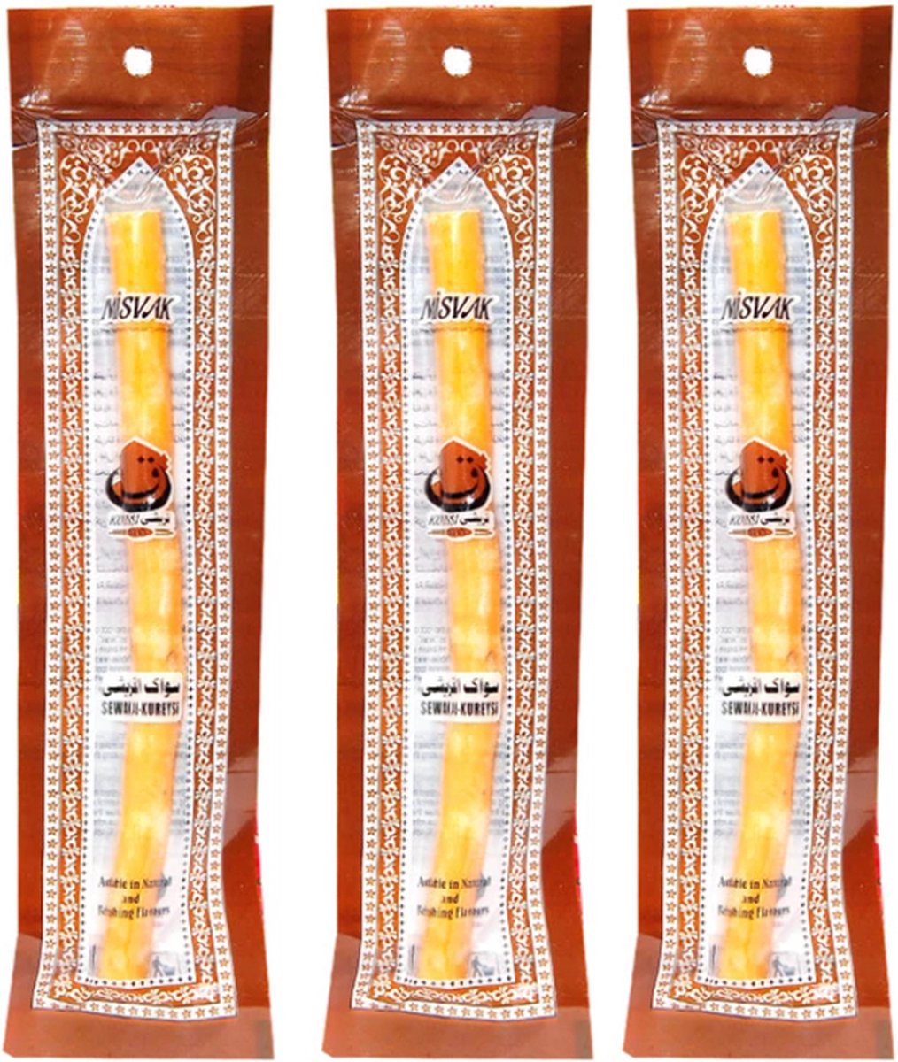 Kureysi Miswak - Misvak - 3 Stuks Set - De traditionele Natuurlijke Tandenborstel - Sewak Al-Kureysi - Sewak Al-Qurayshi - Arak - Medium