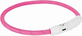 Trixie halsband voor hond  flash lichthalsband voor hond usb tpu / nylon roze 45x0,7 cm