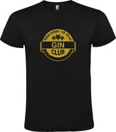 Zwart  T shirt met  " Member of the Gin club "print Goud size XXL