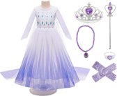 Prinsessenjurk meisje - Elsa Jurk - Prinsessen Verkleedkleding  - 110/116 (120) - Kroon - Handschoenen - Elsa vlecht - Toverstaf