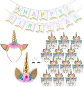 Joya Beauty® Unicorn Cake Topperset | Caketopper Set | Roze Eenhoorn Verjaardag Decoratie Versiering | Unicorn Topper Set | Kinderfeest | 53 stuks