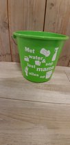 Emmer - Tekst - 5 liter - Limegroen - Met water & sop lost mama alles op - Kado - Moederdag