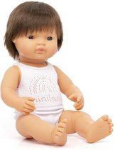 Miniland - Europese babyjongen met bruin haar (38 cm)