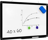 ACAZA magnetisch Whiteboard 40 x 60 cm, Planbord, Memo Bord, Schoolbord inclusief uitwisbare stift, wisser en afleggoot, wit met zwarte rand