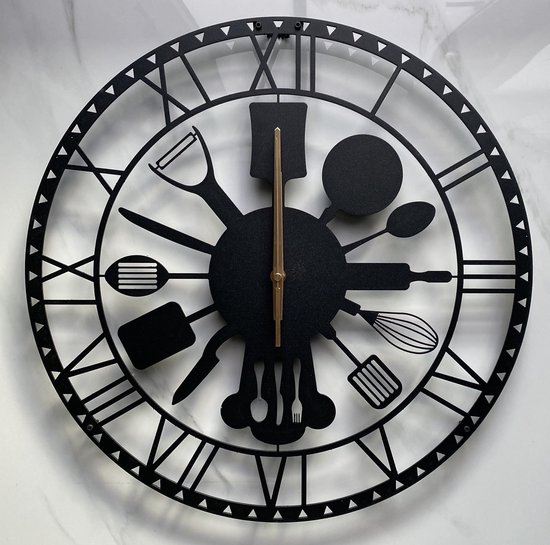 Metalium Concept - Horloge murale noire - horloge métal - diamètre 45 cm -  ustensiles... | bol