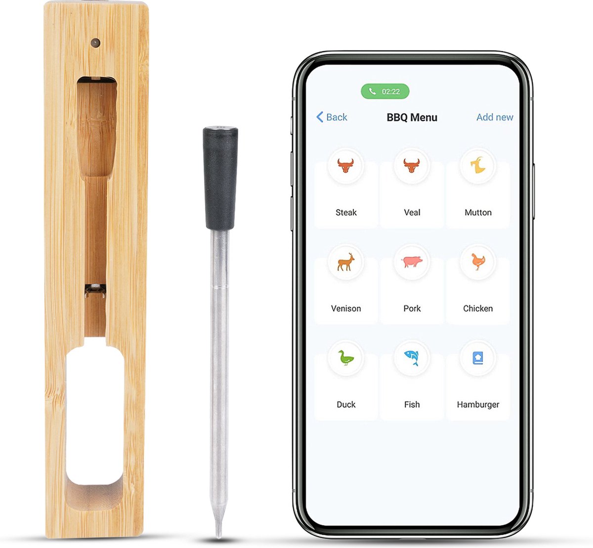 Mancor Vleesthermometer Met Bluetooth en App - BBQ Accessoires Thermometer - Keukenthermometer Digitaal - Mancor